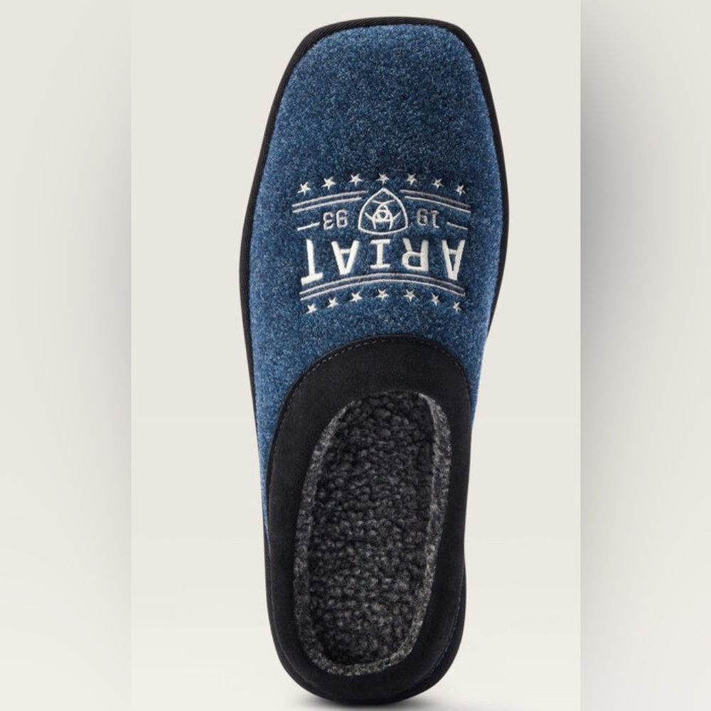 NWT Ariat 93 Liberty Square Toe Slipper blue and black. Wool blend & suede